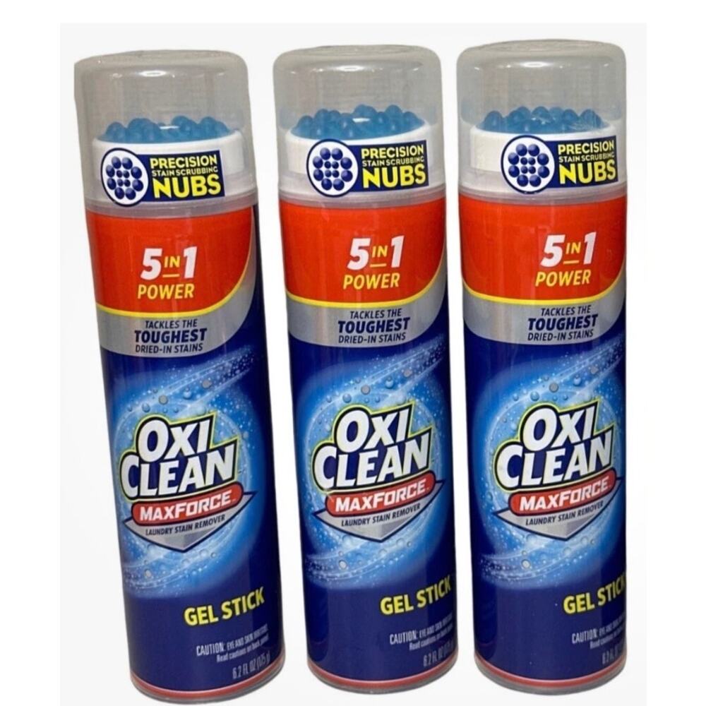 3 pk Oxiclean Max Force Gel Stick 6.2 oz Laundry Stain Gel Remover